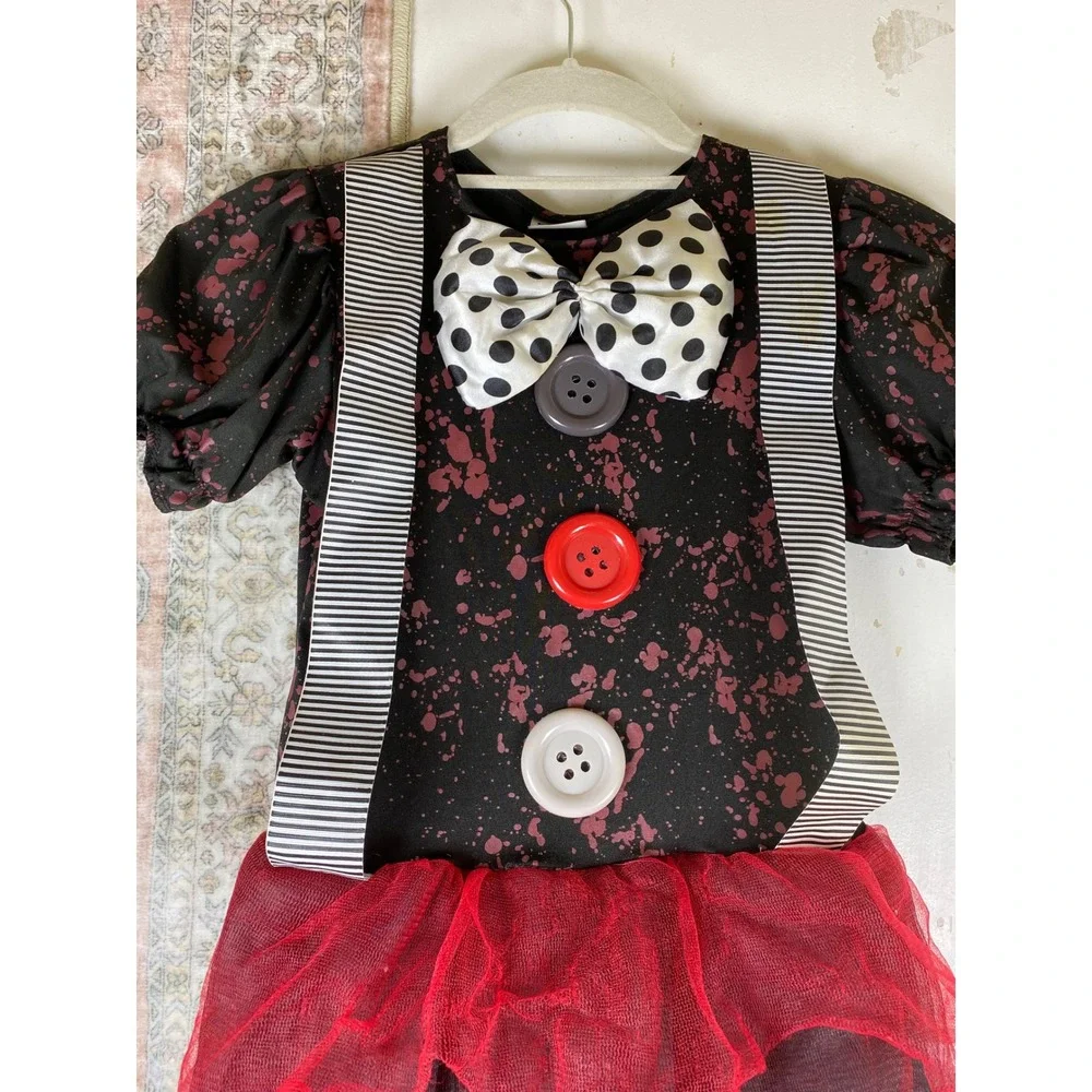 Spirit Halloween Clown Costume Kids Med(8-10) Black Red Splatter Tutu Dress Only